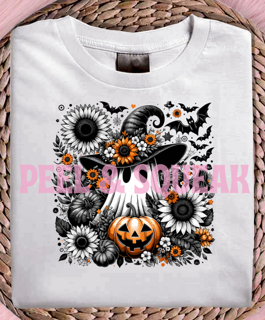 DTF - Ghosty With Sunflowers Black And White
