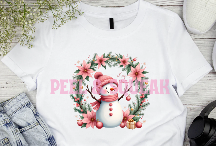 DTF - Pink Snowman Wreath