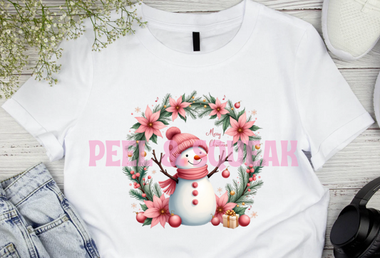 DTF - Pink Snowman Wreath