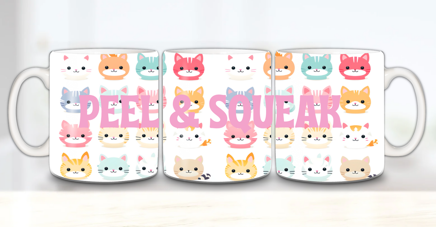 Multi Colored Kitty Face Mug Wrap