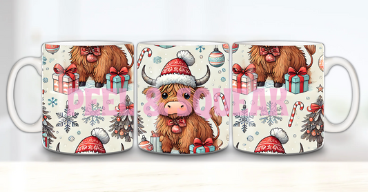 Highland Coo Christmas Mug Wrap