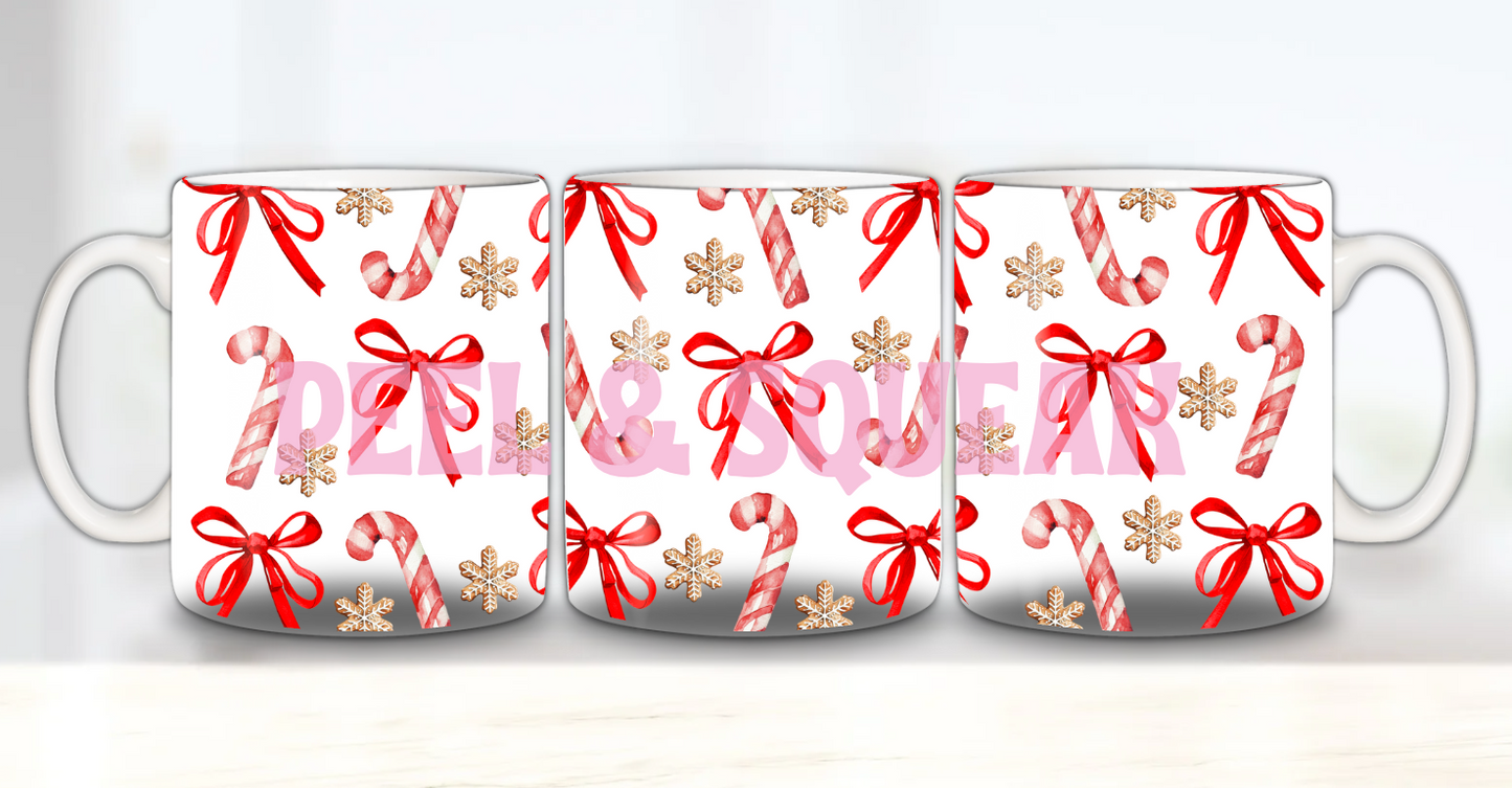 Candycane With Bows Mug Wrap
