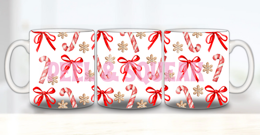Candycane With Bows Mug Wrap