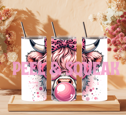 Bubblegum Highland Coo Tumbler Wrap