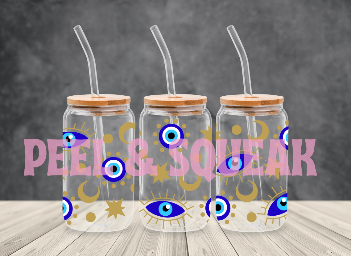 UVDTF - Blue And Gold Evil Eye Libby Wrap