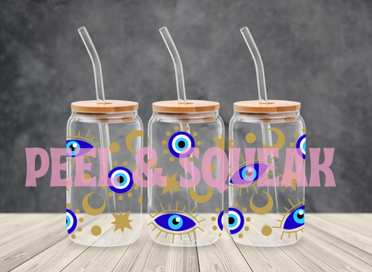 UVDTF - Blue And Gold Evil Eye Libby Wrap