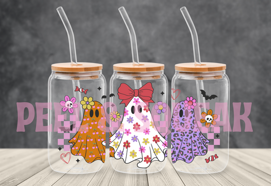 UVDTF - Trio Of Ghosts With Pink Bow Libby Wrap