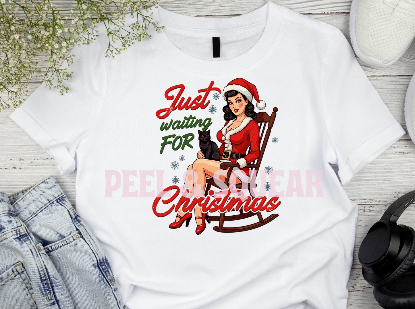 DTF - Just Waiting For Christmas Rocking Chair