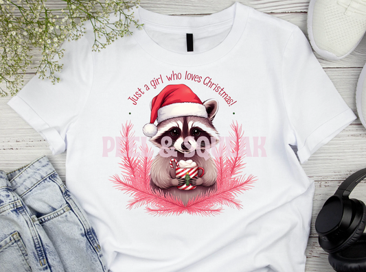 DTF - Raccoon Just A Girl Who Loves Christmas