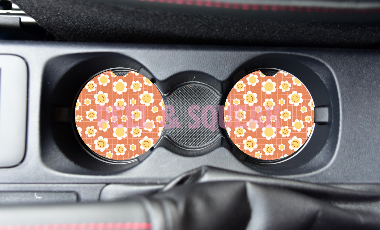 SUBLIMATION CAR COASTER - Pink / Yellow Smileys