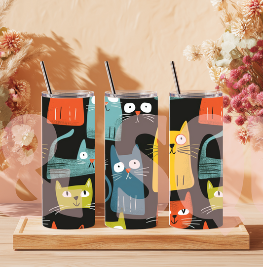Black Background Cats Tumbler Wrap