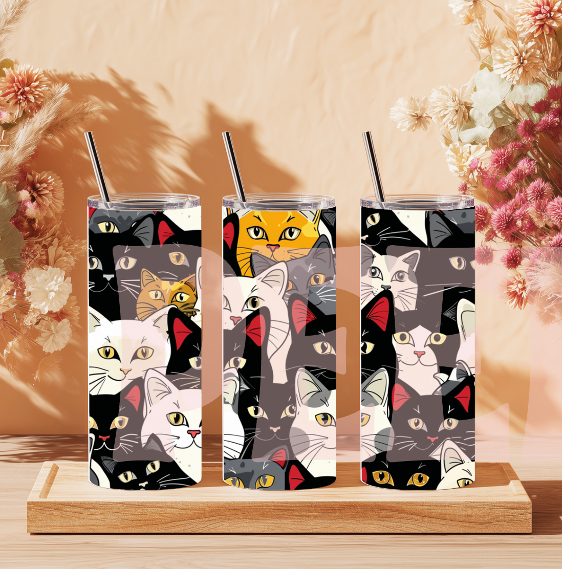Black Cat (Red Ears) Tumbler Wrap