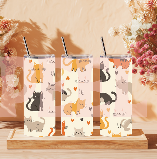 Multi Cats With Hearts Tumbler Wrap