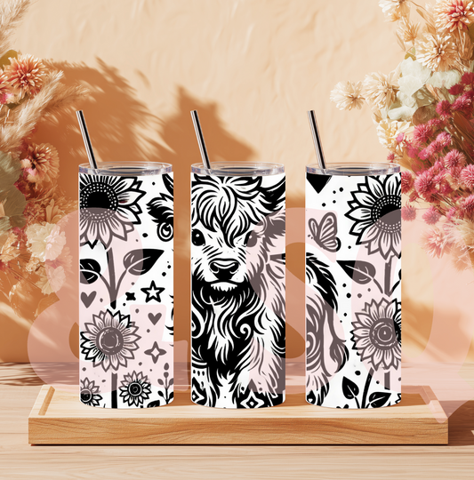 Black & White Highland Coo Tumbler Wrap
