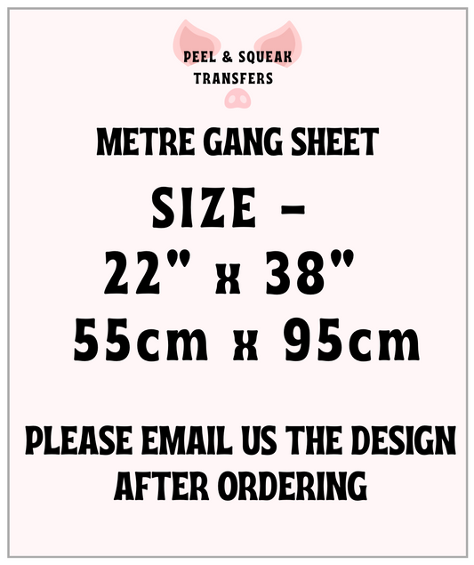 CUSTOM DTF - 1 Metre Gang Sheet (PREMADE)