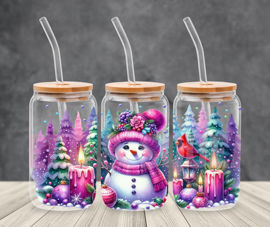 UVDTF - Purple Snowman Scene Libby Wrap