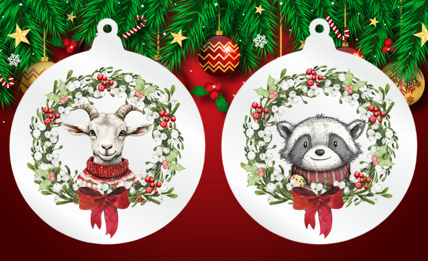 UVDTF- Christmas Wreath Bauble Designs