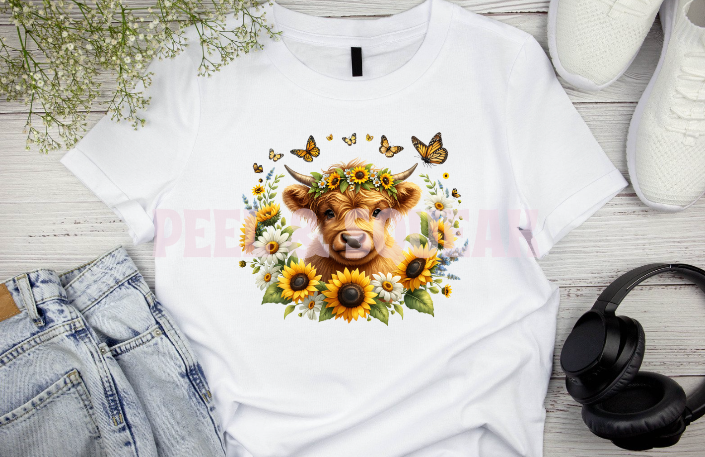 DTF Sunflower Headband With Wreath Coo #4