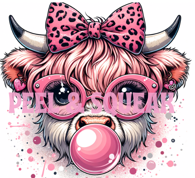 Bubblegum Highland Coo Tumbler Wrap
