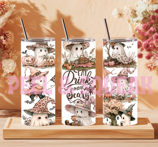 Eat Drink And Be Spooky Ghosty Tumbler Wrap