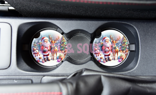 SUBLIMATION CAR COASTER - Santa Reindeer Snowman