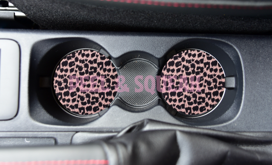 SUBLIMATION CAR COASTER - Pink Leopard Print