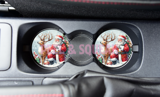 SUBLIMATION CAR COASTER - Santa Holding Belt