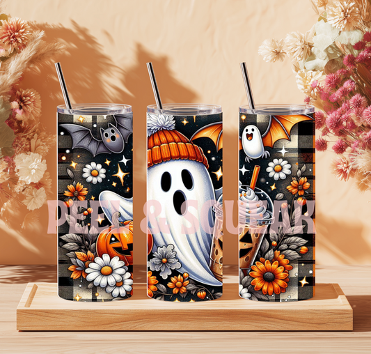Black & Orange Ghosty Tumbler Wrap