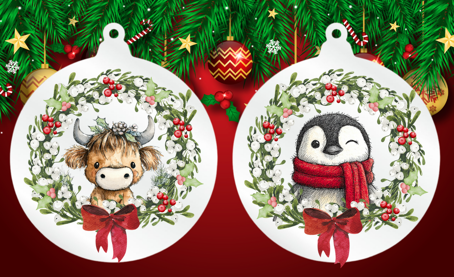 UVDTF- Christmas Wreath Bauble Designs