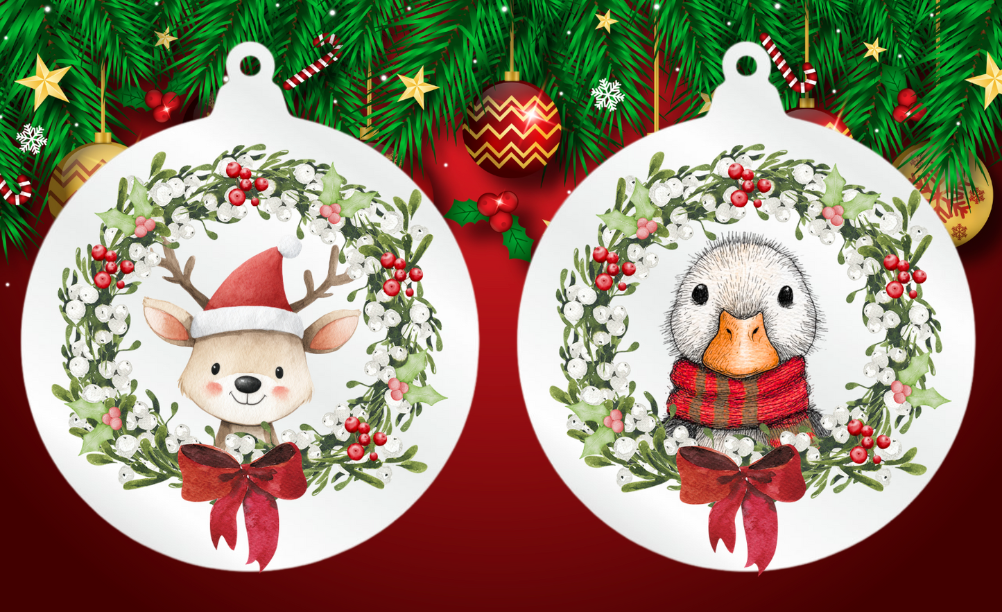 UVDTF- Christmas Wreath Bauble Designs