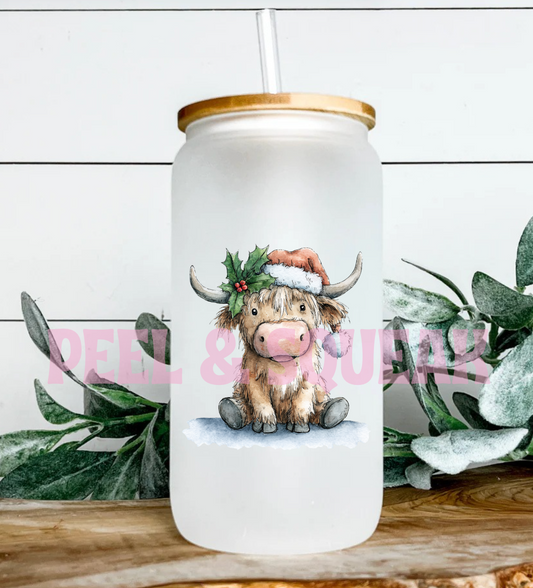 UVDTF - Faded Christmas Highland Coo